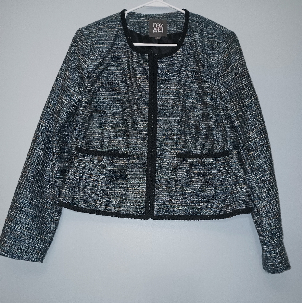 Roz & Ali Multicolor Textured Blazer L